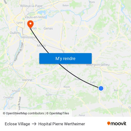 Eclose Village to Hopital Pierre Wertheimer map