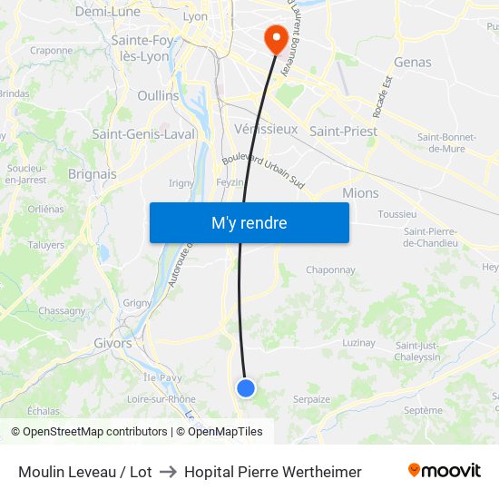 Moulin Leveau / Lot to Hopital Pierre Wertheimer map