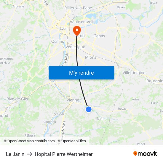 Le Janin to Hopital Pierre Wertheimer map