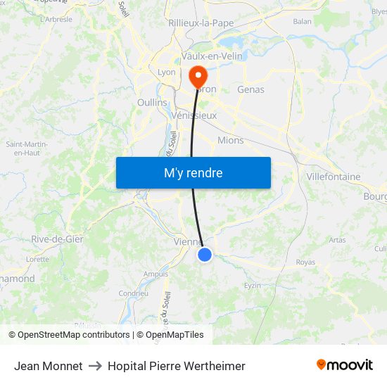 Jean Monnet to Hopital Pierre Wertheimer map