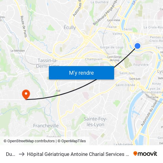 Duroc to Hôpital Gériatrique Antoine Charial Services Administratifs map