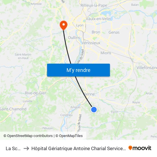 La Scierie to Hôpital Gériatrique Antoine Charial Services Administratifs map