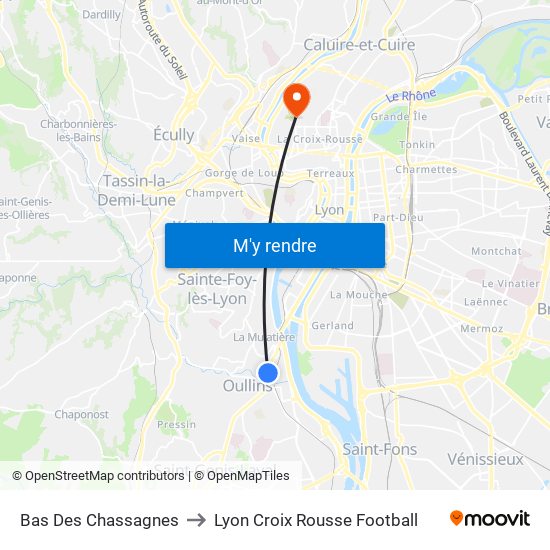 Bas Des Chassagnes to Lyon Croix Rousse Football map