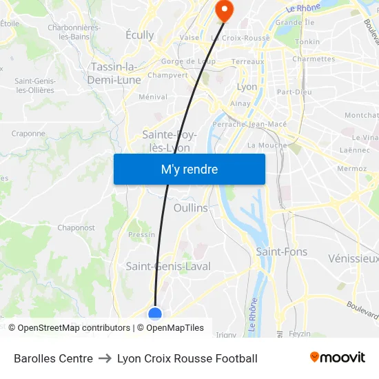 Barolles Centre to Lyon Croix Rousse Football map