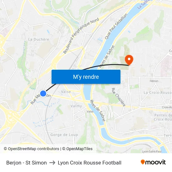 Berjon - St Simon to Lyon Croix Rousse Football map