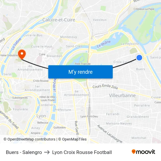 Buers - Salengro to Lyon Croix Rousse Football map