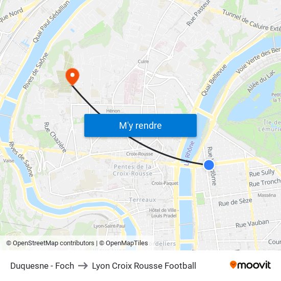Duquesne - Foch to Lyon Croix Rousse Football map