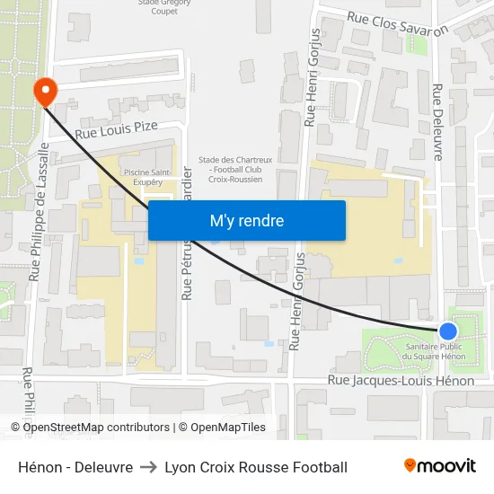 Hénon - Deleuvre to Lyon Croix Rousse Football map
