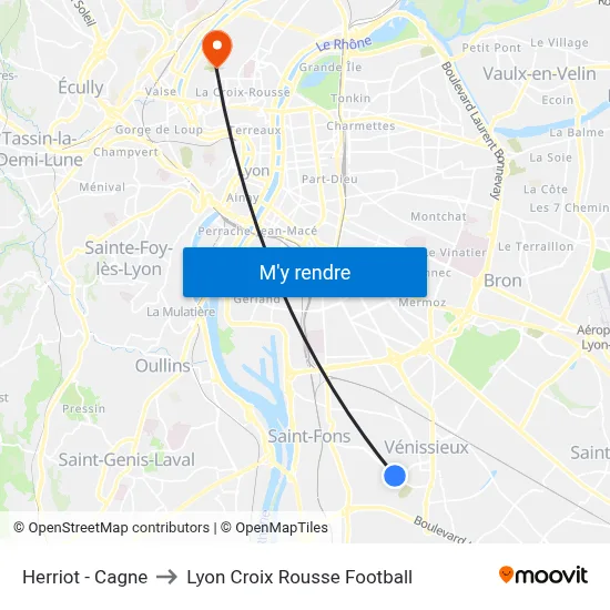 Herriot - Cagne to Lyon Croix Rousse Football map