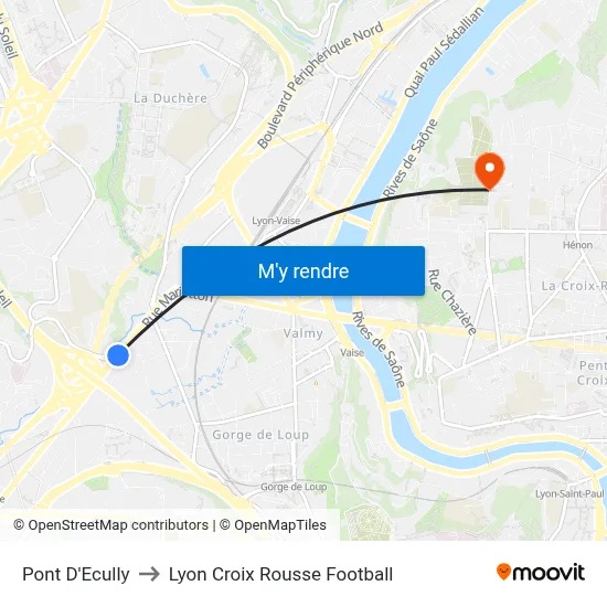 Pont D'Ecully to Lyon Croix Rousse Football map