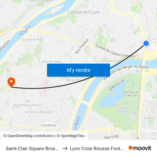 Saint-Clair Square Brosset to Lyon Croix Rousse Football map