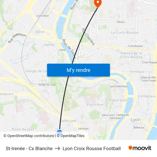 St-Irenée - Cx Blanche to Lyon Croix Rousse Football map