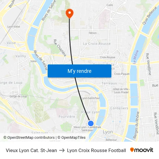 Vieux Lyon Cat. St-Jean to Lyon Croix Rousse Football map