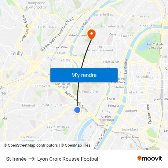 St-Irenée to Lyon Croix Rousse Football map