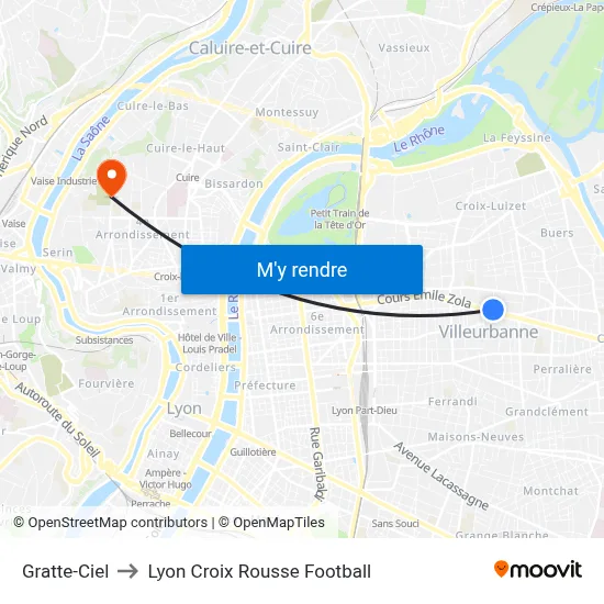 Gratte-Ciel to Lyon Croix Rousse Football map