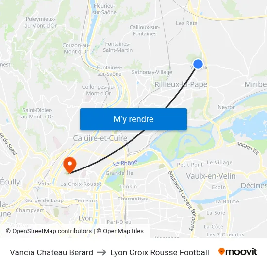 Vancia Château Bérard to Lyon Croix Rousse Football map