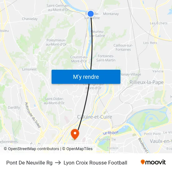 Pont De Neuville Rg to Lyon Croix Rousse Football map