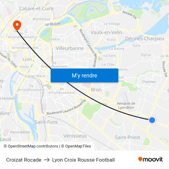 Croizat Rocade to Lyon Croix Rousse Football map