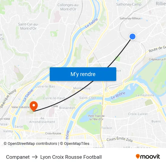 Companet to Lyon Croix Rousse Football map