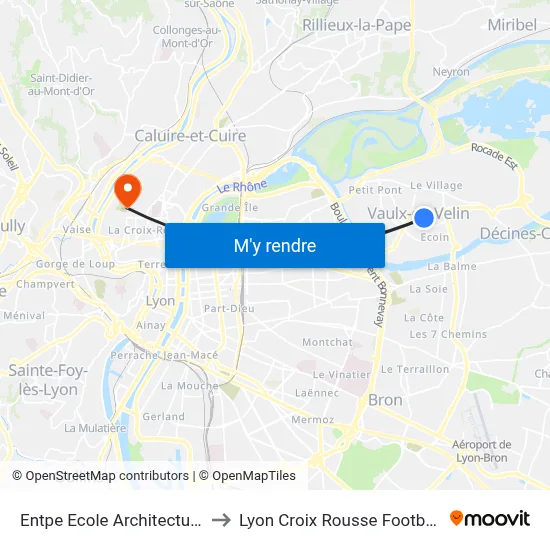Entpe Ecole Architecture to Lyon Croix Rousse Football map