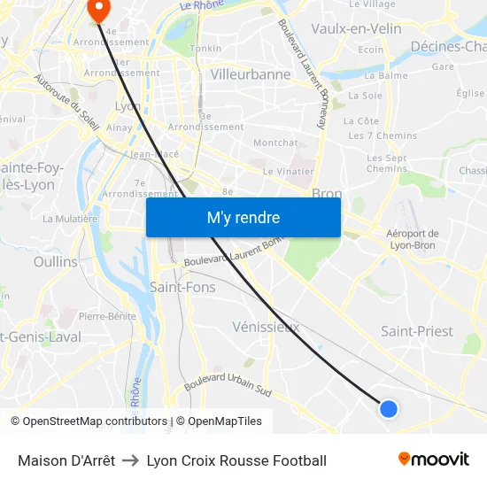 Maison D'Arrêt to Lyon Croix Rousse Football map