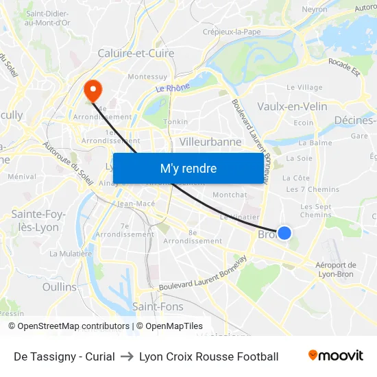 De Tassigny - Curial to Lyon Croix Rousse Football map