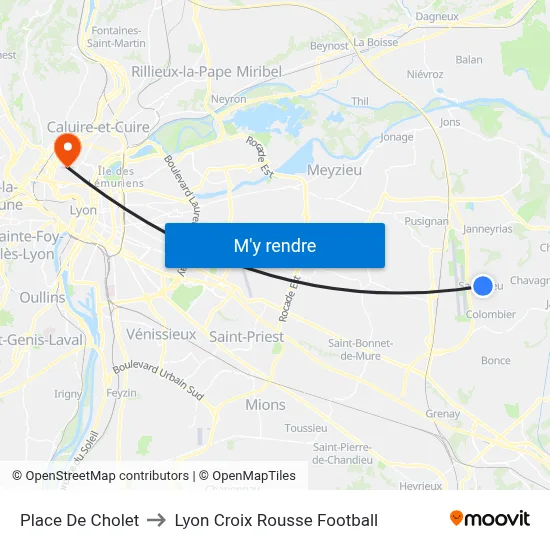 Place De Cholet to Lyon Croix Rousse Football map