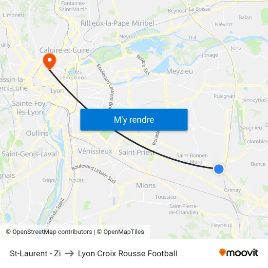 St-Laurent - Zi to Lyon Croix Rousse Football map