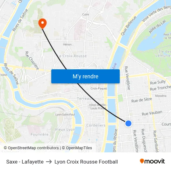 Saxe - Lafayette to Lyon Croix Rousse Football map