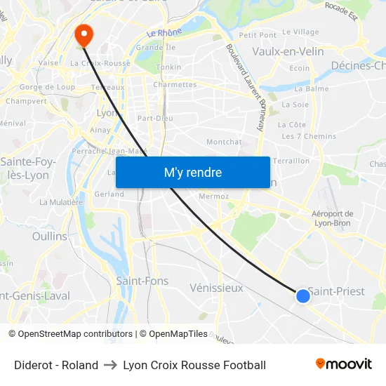 Diderot - Roland to Lyon Croix Rousse Football map