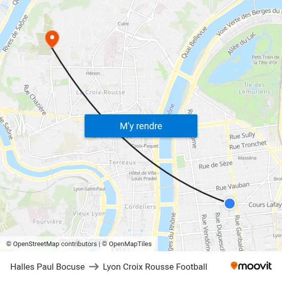 Halles Paul Bocuse to Lyon Croix Rousse Football map