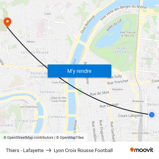 Thiers - Lafayette to Lyon Croix Rousse Football map