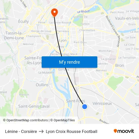 Lénine - Corsière to Lyon Croix Rousse Football map