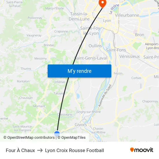 Four À Chaux to Lyon Croix Rousse Football map