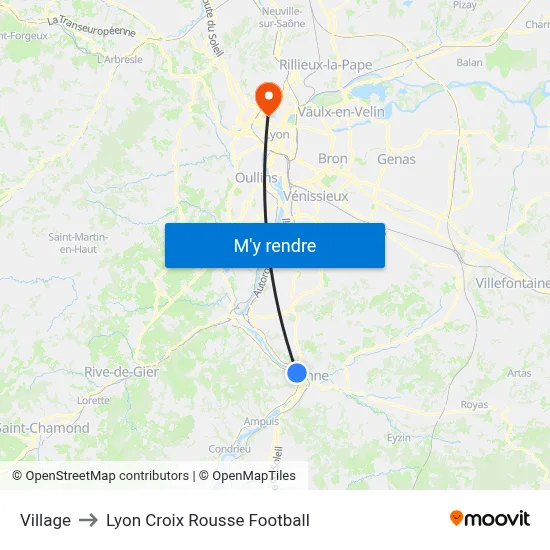 Village to Lyon Croix Rousse Football map