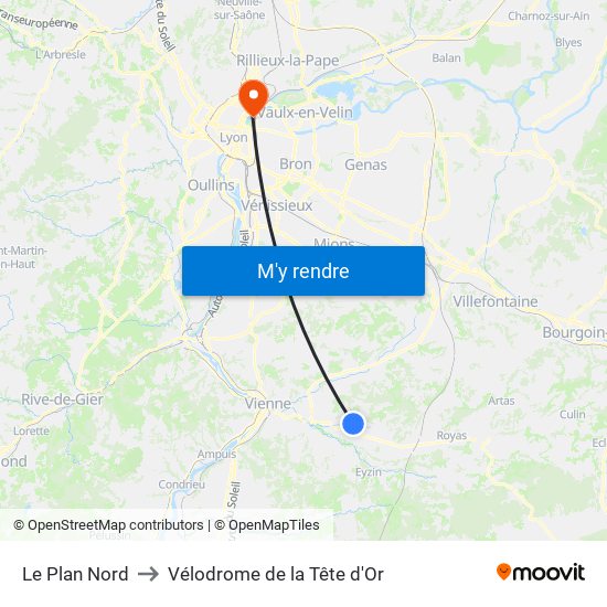 Le Plan Nord to Vélodrome de la Tête d'Or map