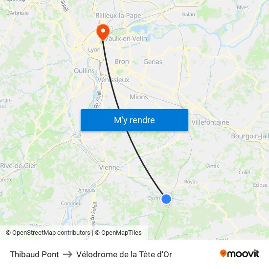 Thibaud Pont to Vélodrome de la Tête d'Or map