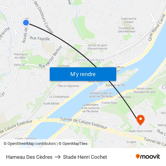 Hameau Des Cèdres to Stade Henri Cochet map