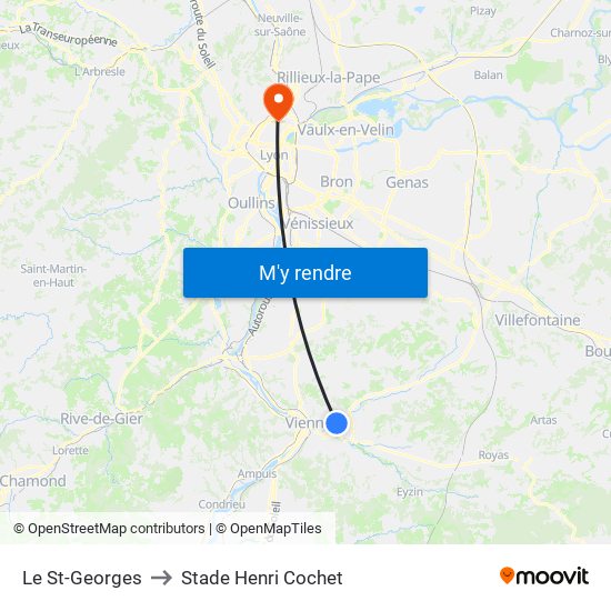Le St-Georges to Stade Henri Cochet map
