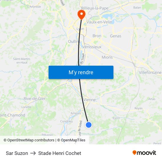 Sar Suzon to Stade Henri Cochet map