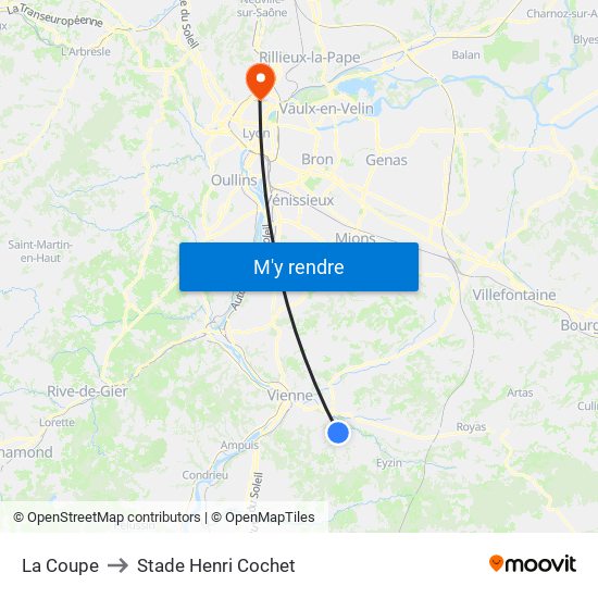 La Coupe to Stade Henri Cochet map