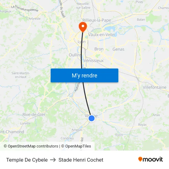 Temple De Cybele to Stade Henri Cochet map