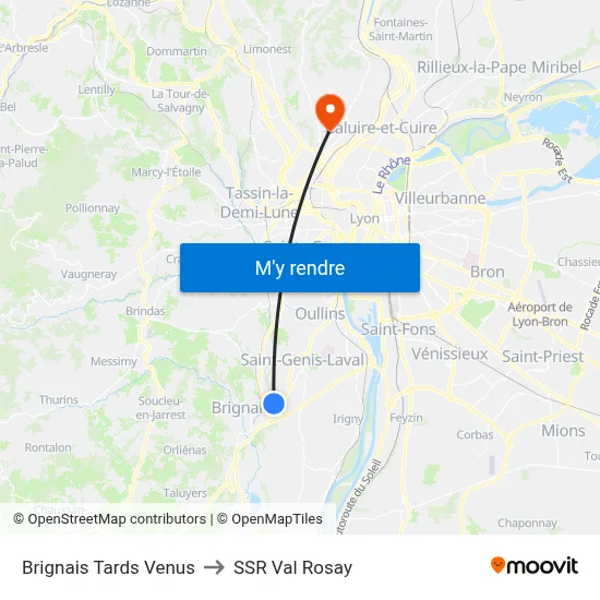 Brignais Tards Venus to SSR Val Rosay map