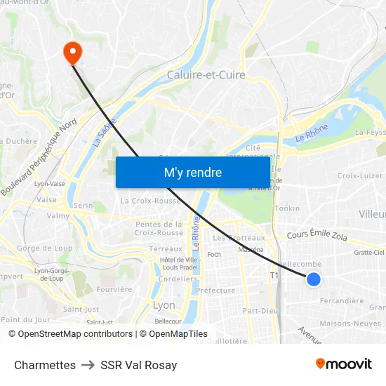 Charmettes to SSR Val Rosay map