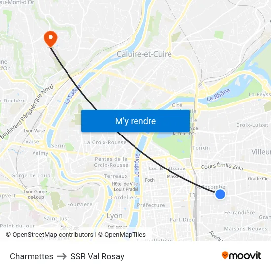 Charmettes to SSR Val Rosay map