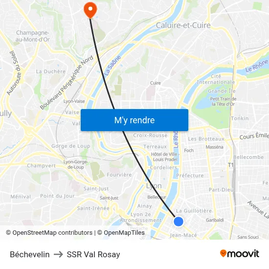 Béchevelin to SSR Val Rosay map