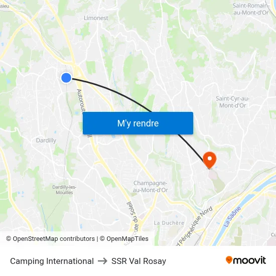 Camping International to SSR Val Rosay map