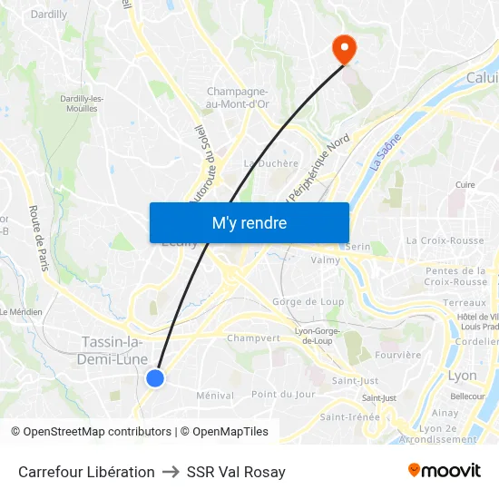 Carrefour Libération to SSR Val Rosay map