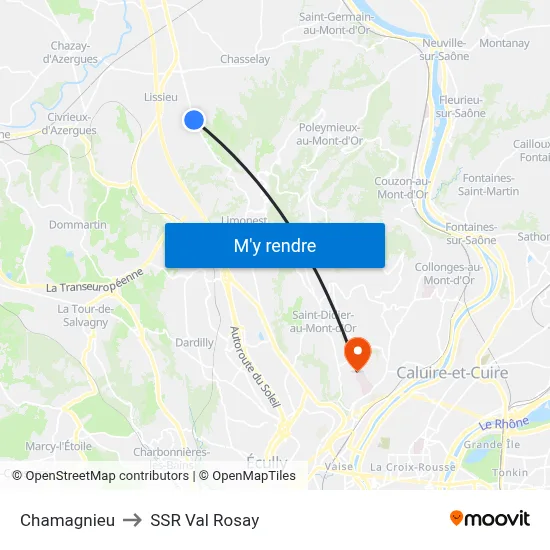 Chamagnieu to SSR Val Rosay map