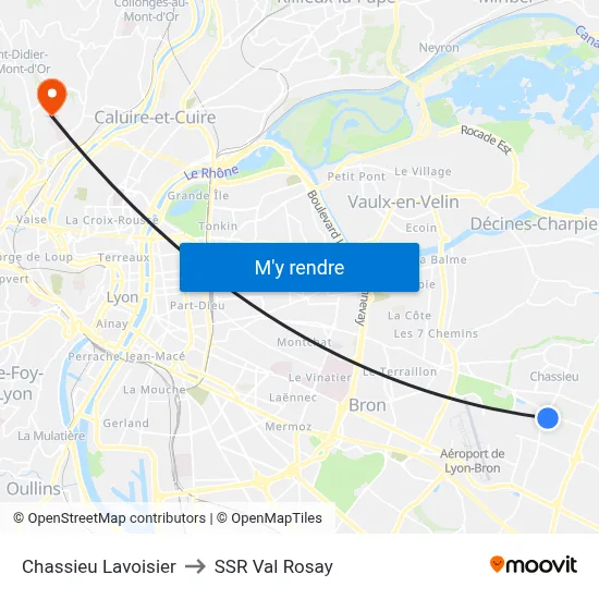 Chassieu Lavoisier to SSR Val Rosay map